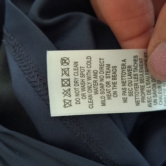 Adrianna Papell Navy Blue Sleeveless Embellished Mesh Ruched bodycon dress SZ 8 - Picture 13 of 15